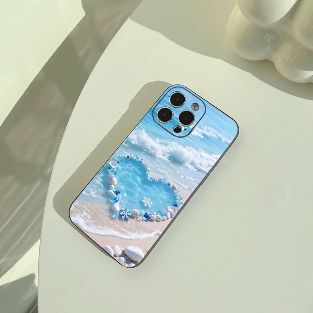 Blue Butterfly Ocean wave  Phone Case For iPhone 17,16,15,14,13,12,11 Pro Max,16/15/14Plus,XS Soft Black Cover