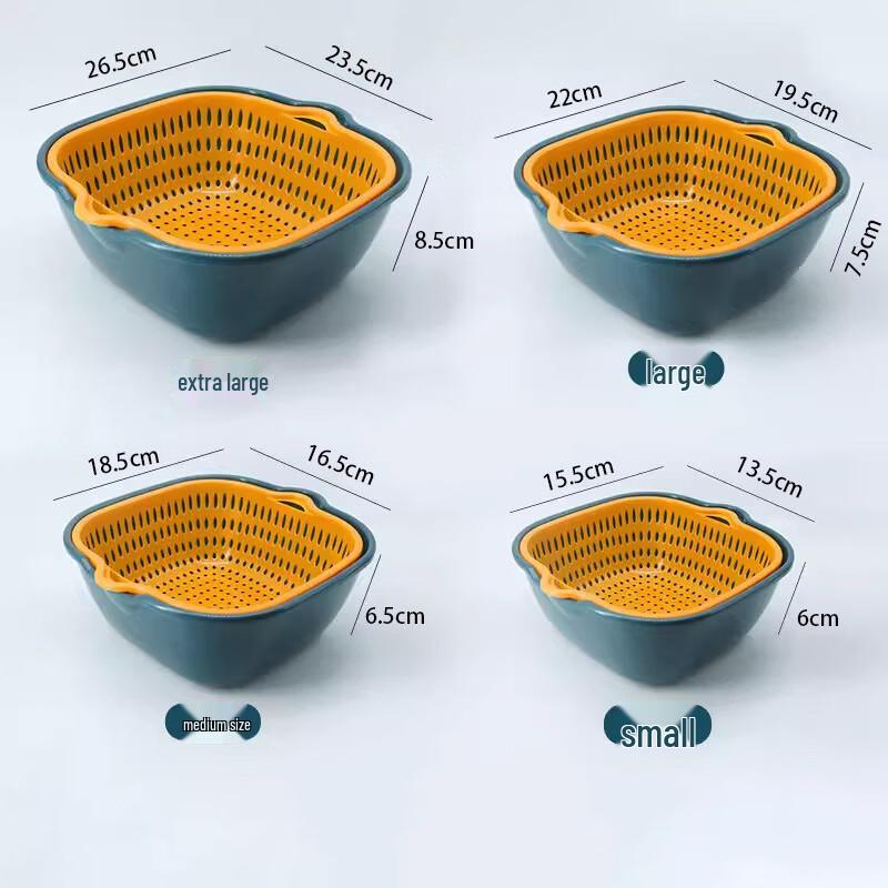 Double-Layer Plastic Drain Basket & Fruit Bowl Set