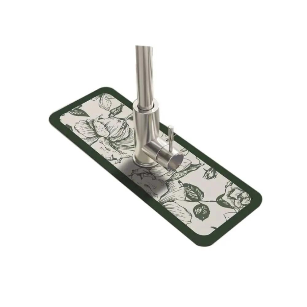 Non slip Household for Bathroom Kitchen Countertop Protection Mat Absorbent Pad Faucet Drain Pad Faucet Mat Sink Splash Guard