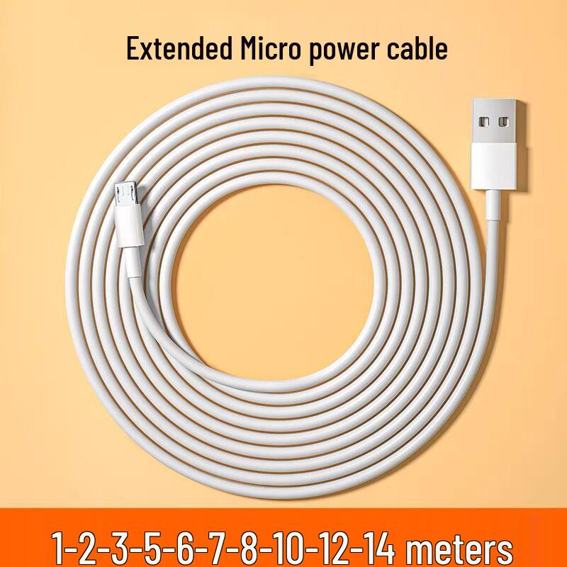 Super Long Android Data Cable for Xiaomi Camera - 3m, 5m, 10m, 14m Charging and Monitoring