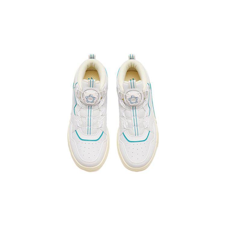 Anta Kids Leather Knob Non-Slip Shock Absorbing Wear-Resistant Mid-Top Kids Skate Shoes Kids skate shoes White Blue Yellow A312248014-1