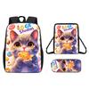Zaino per Gatti con Stampa Anime Borsa per Scuola Elementare Zaino per Bambini Borsa a Tracolla Astuccio