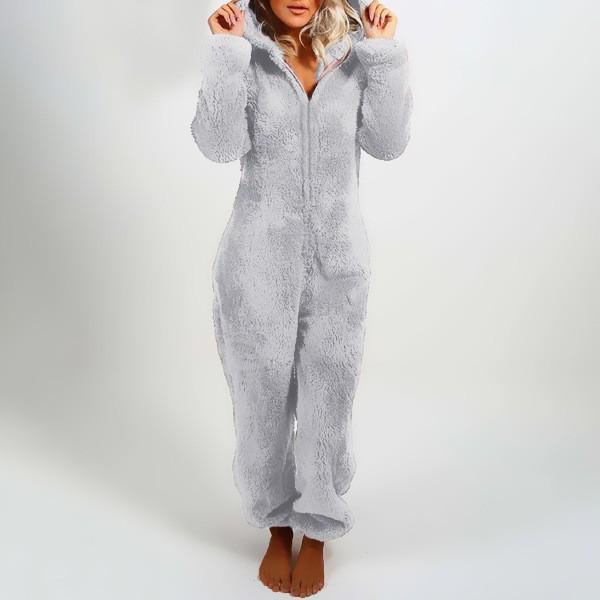 2024 Trendy European/American Fleece-Lined Hooded Jumpsuit Pajamas for Women - 22 Colors Available