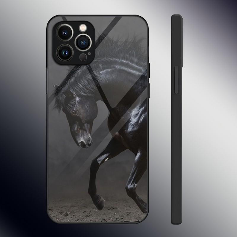 Domineering Cool Horse Phone Case Tempered Glass For IPhone 13 12 11 14 Pro Max Mini X XR XS 8 7 6s Plus SE 2020 Cover