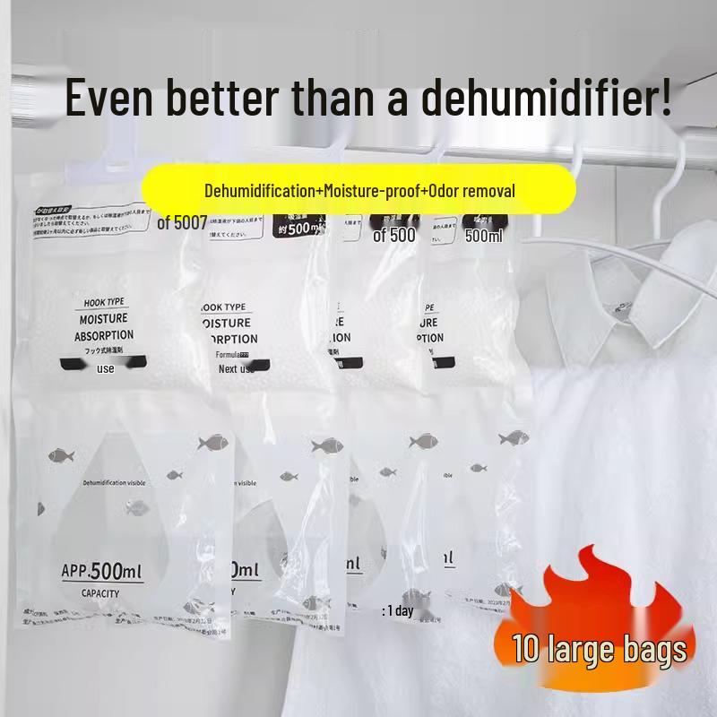 Hanging Dehumidifier Bag - Moisture & Mildew Protection for Wardrobes, Dorms, and Humid Weather