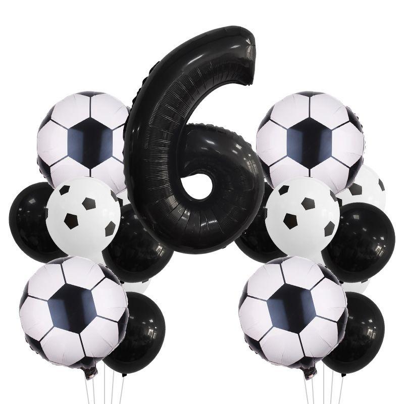 Football-themed Football Balloons - Set for Birthday Party Decoration Scene - Aluminum Film Balloon Set