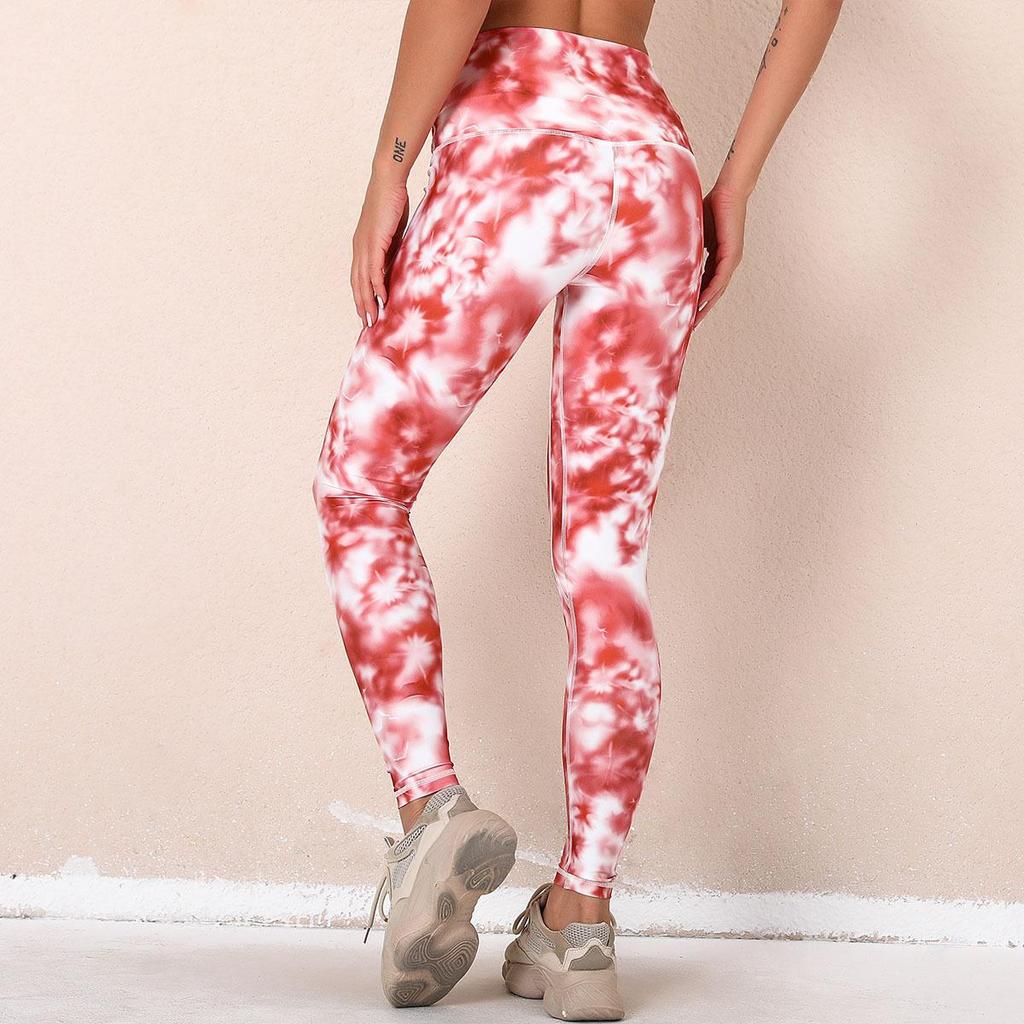 Pantaloni da yoga traspiranti ad asciugatura rapida con stampa digitale Fitness Leggings sportivi elastici stretti a vita alta da donna