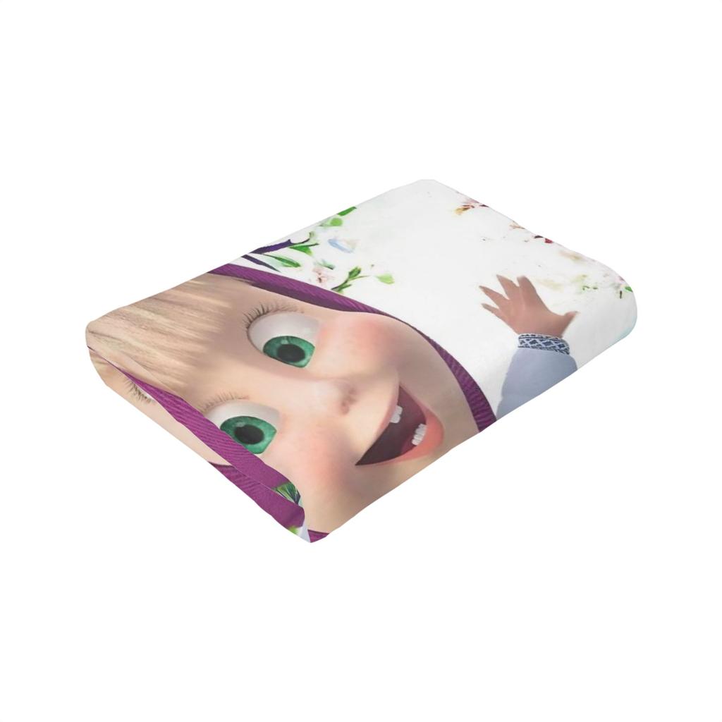 Cute Cartoon M Masha and Bear Blanket Coral Fleece Plush Summer Multi function Soft Throw Blanket for Sofa Travel Bedspread