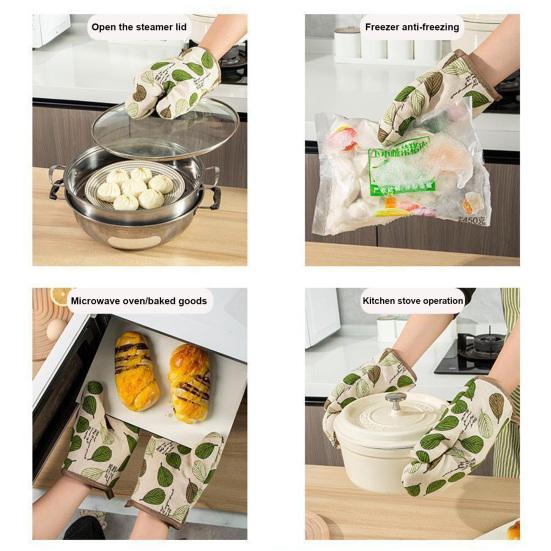 2Pcs Insulated Gloves Heat Resistant Oven Mitts with Hanging Loop Kitchen Gloves for Carrying Casseroles Microwave Bowls Baking Sheets Pot Holders