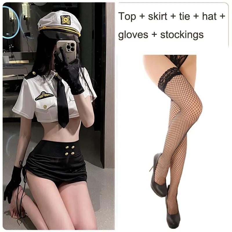 JIMIKO woman sexy cosplay stewardess costume skirt waistless temptation female pilot professional hot lingeries erotic outfit