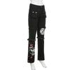 2023 Spring/Summer Chic European-American Print Metal Buckle Denim Draping Pants