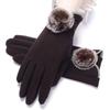 New Female Autumn Winter Non-Inverted Velvet Cashmere Full Finger Warm Lace Gloves Women Cotton Touch Screen Gloves G82