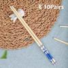 5/10Pairs White Gold Chopsticks Set Healthy Korean Sushi Sticks Chopsticks Reusable Non-Slip Chopsticks For Party Hotel Restaura