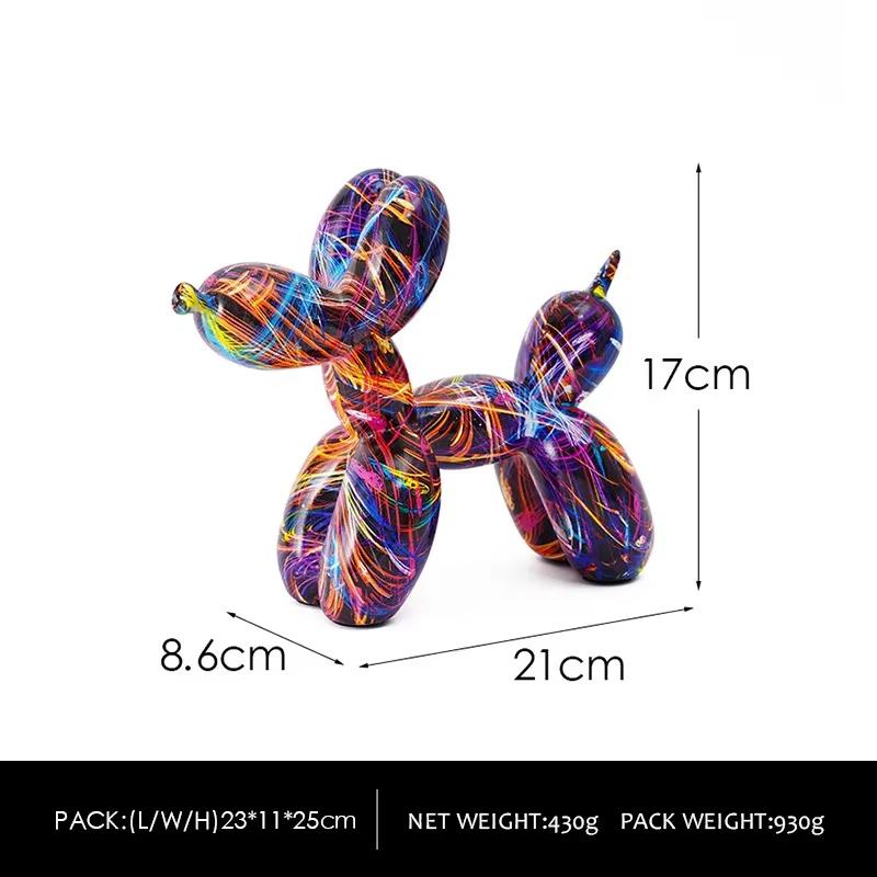 Resin Graffiti Balloon Dog Figurines Art Animals Statue Crafts Decor Item for Interior Home Desktop Decoration Painting Colorful