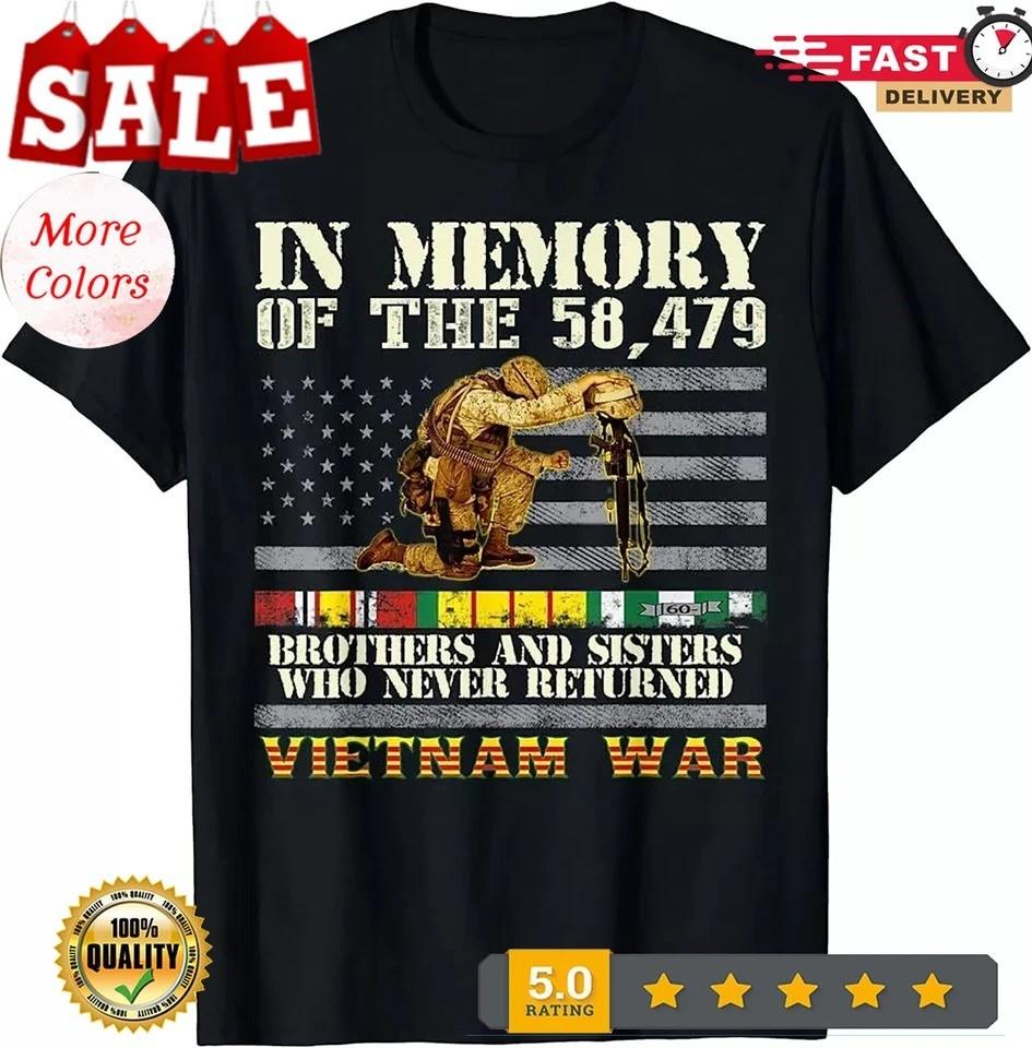 LIMITED Vietnam War Veterans US Memorial Day In The Memory Of 58479 T-Shirt S