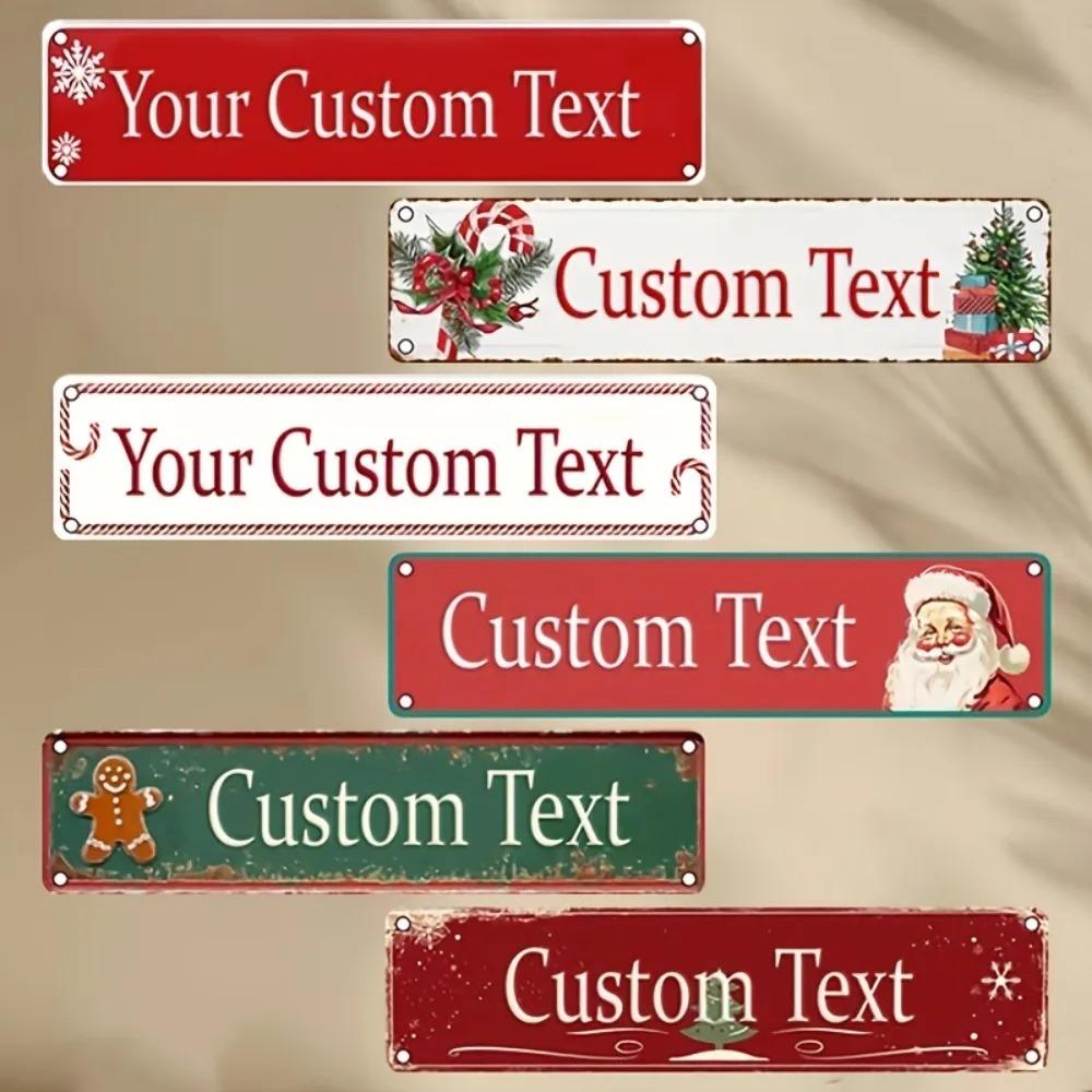 16x4In 2D Flat Classic Santa Aluminum Sign Custom Text Christmas Wall Decor