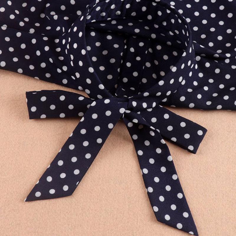 Perfect Match Navy Blue Polka Dot Bow Fake Collar Dickey Half Blouse False Collar Stylish Detachable Half Shirt Blouse Faux Collar