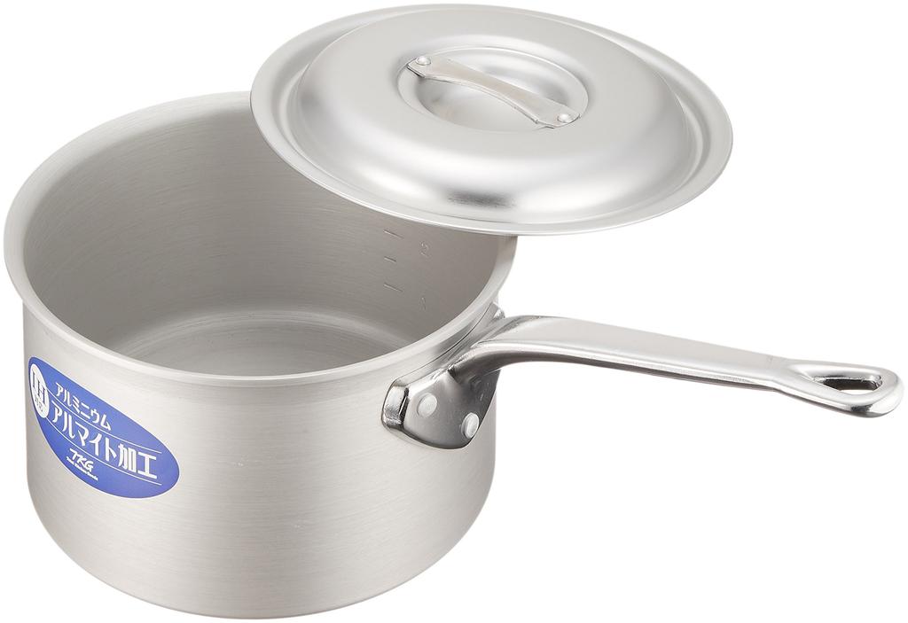 Endo Shoji Commercial TKG Deep Saucepan (with Measuring Scale), 21cm, Induction Compatible, Aluminum, AKTF602