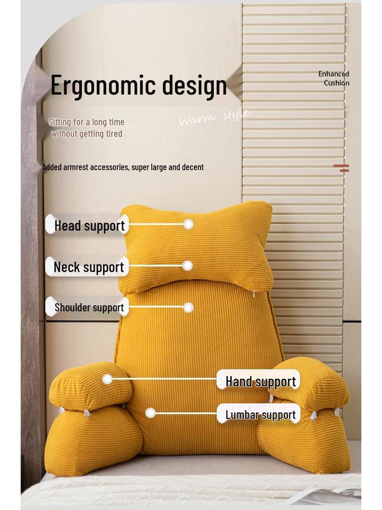 Corduroy Headboard Cushion: Soft Upholstered Lumbar Support & Neck Protection Pillow for Reading in Bed or Dorm