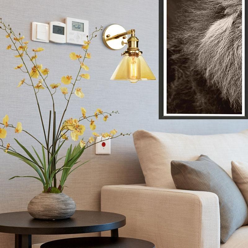 Nordic Modern Copper LED Wall Lamp Bedroom Bathroom Mirror Light Glass Ball Edison Retro Wall Lights Sconces