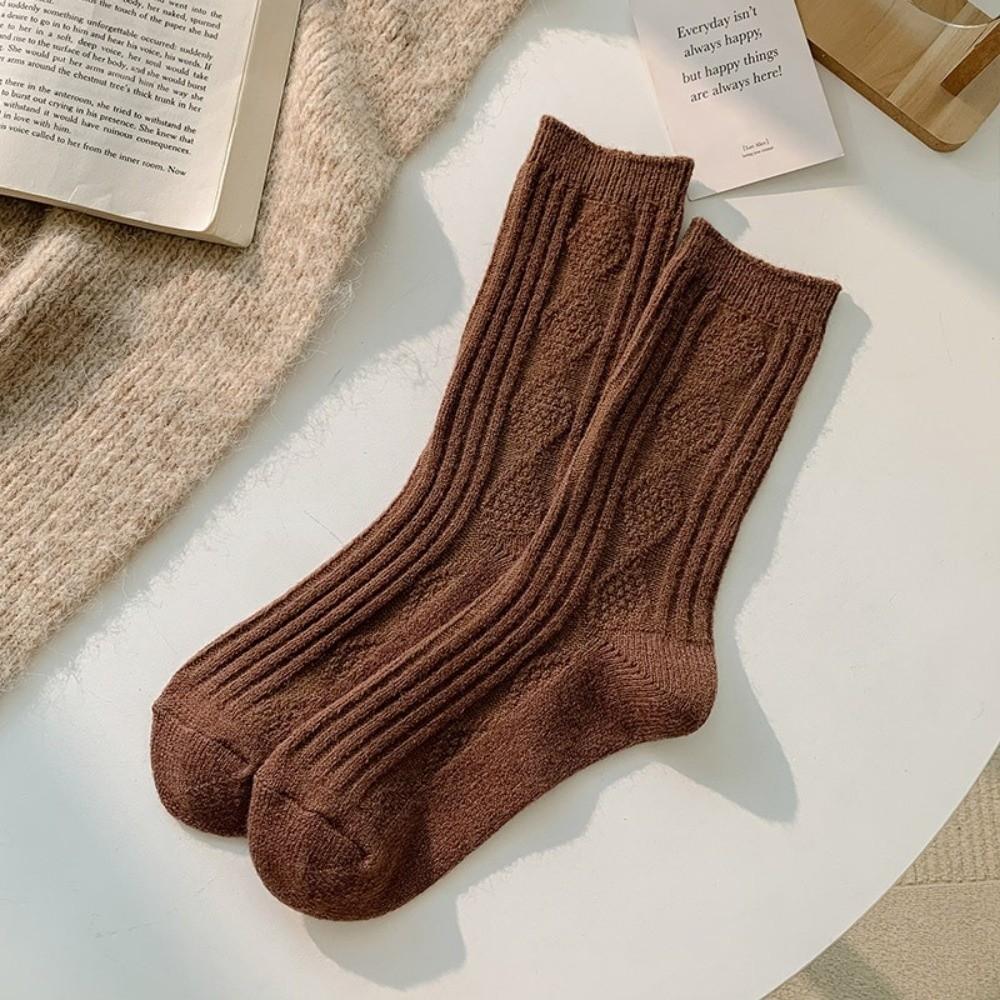 

Thermal Imitation Cashmere Socks Winter Warm Women Pile Socks Casual Mid-calf Socks коричневий