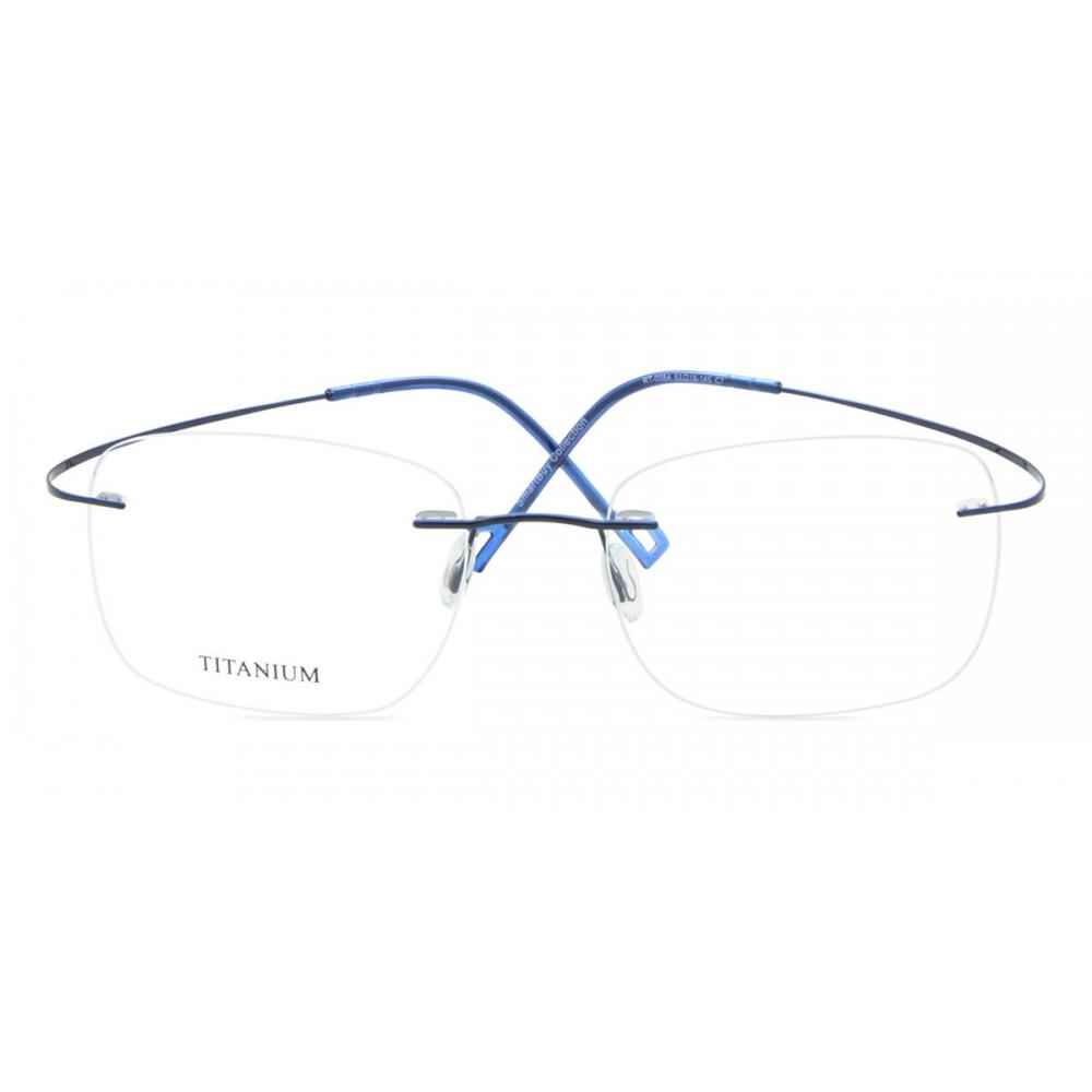 Rimless Rectangle Shiny Dark Blue SmaRtbuy Collection Harlo Rt 008a C7 Fashion Unisex Eyeglasses