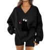 Women's V-neck Dropped Shoulder Halloween Print Sports Sweatshirt Top