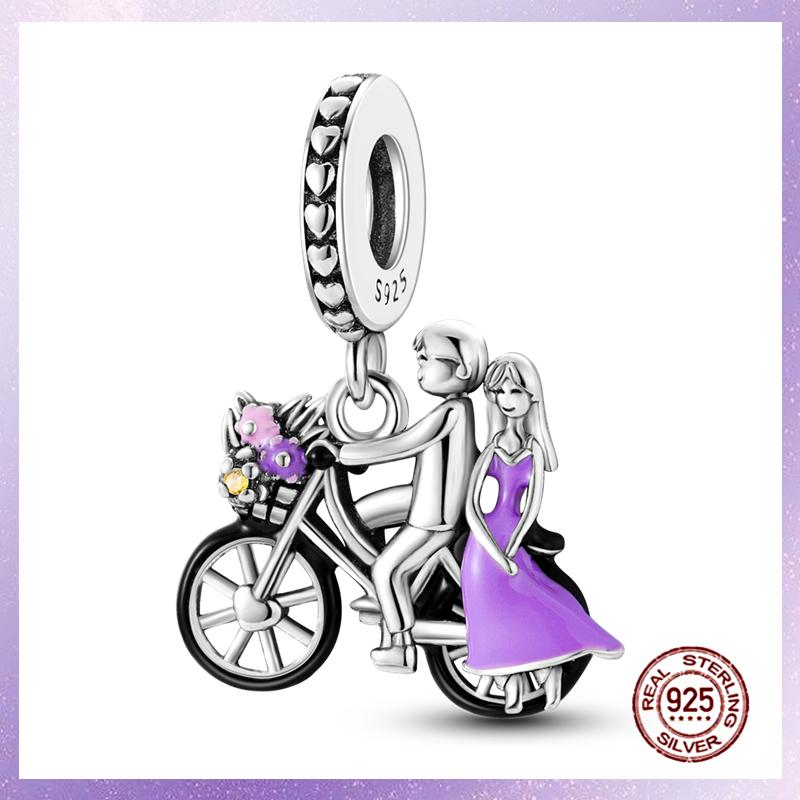 Purple Charms Copper Fit Original Pendant Bracelet Butterfly Glass Heart Feather Clip Charm Dangle Luminous Bead Diy Jewelry