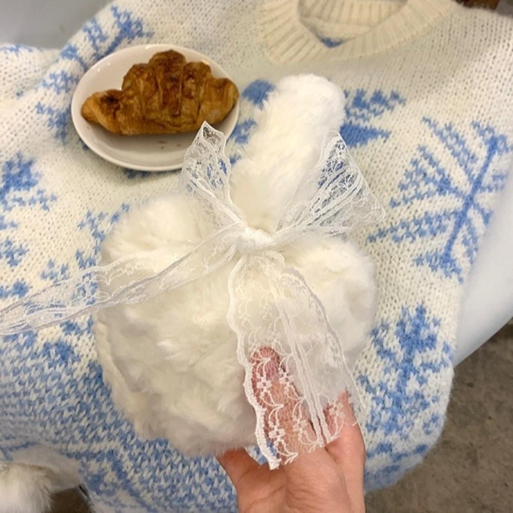 Windproof Winter Plush Earmuffs Lace Ear Cover Comfortable Bow Ear Warmers  Cycling