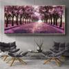 Stille Lila Baum Straße Ölgemälde auf Leinwand Landschaft Wandkunst Poster Drucke Wandbild für Wohnzimmer Home Cuadros