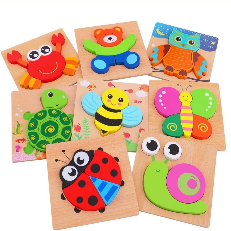 Wooden Jigsaw Puzzles Baby Animal Puzzles for Children 1 2 3 Years Kids Wood Puzzle Games Educational Montessori Toys Child Gift