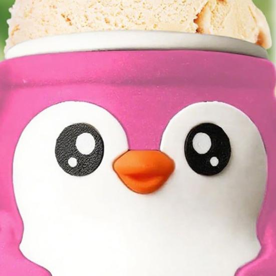 Highlandskveg Iskrem Pint Holder med 2 Skjeer Pingvin Iskremholder Gjenbrukbare Popsicle Beholdere Ølboksholder for Kjøkken Kafé Restaurant