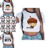 Kpop Bts Bangtan Boys Kortärmad Damtopp Med Söt Figurdesign Perfekt För Sommaren