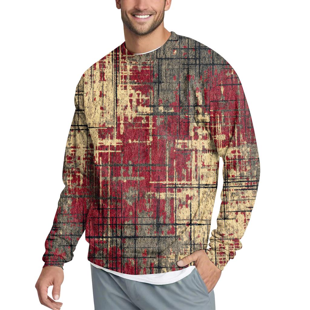 Men's Casual Fashion Printed Round Neck Pullover Sweatshirt