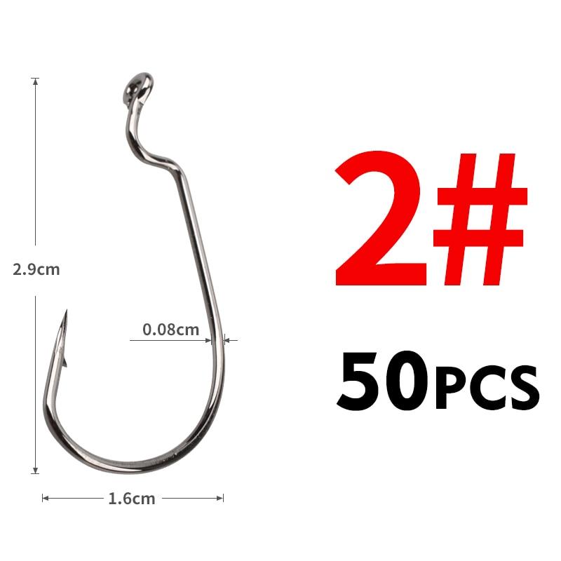 50pcslot Soft Worm Fishing Meredith Hooks High Carbon Steel Wide Super Lock Fishhooks Lure Softjerk Hooks 850 Fishing Tackle