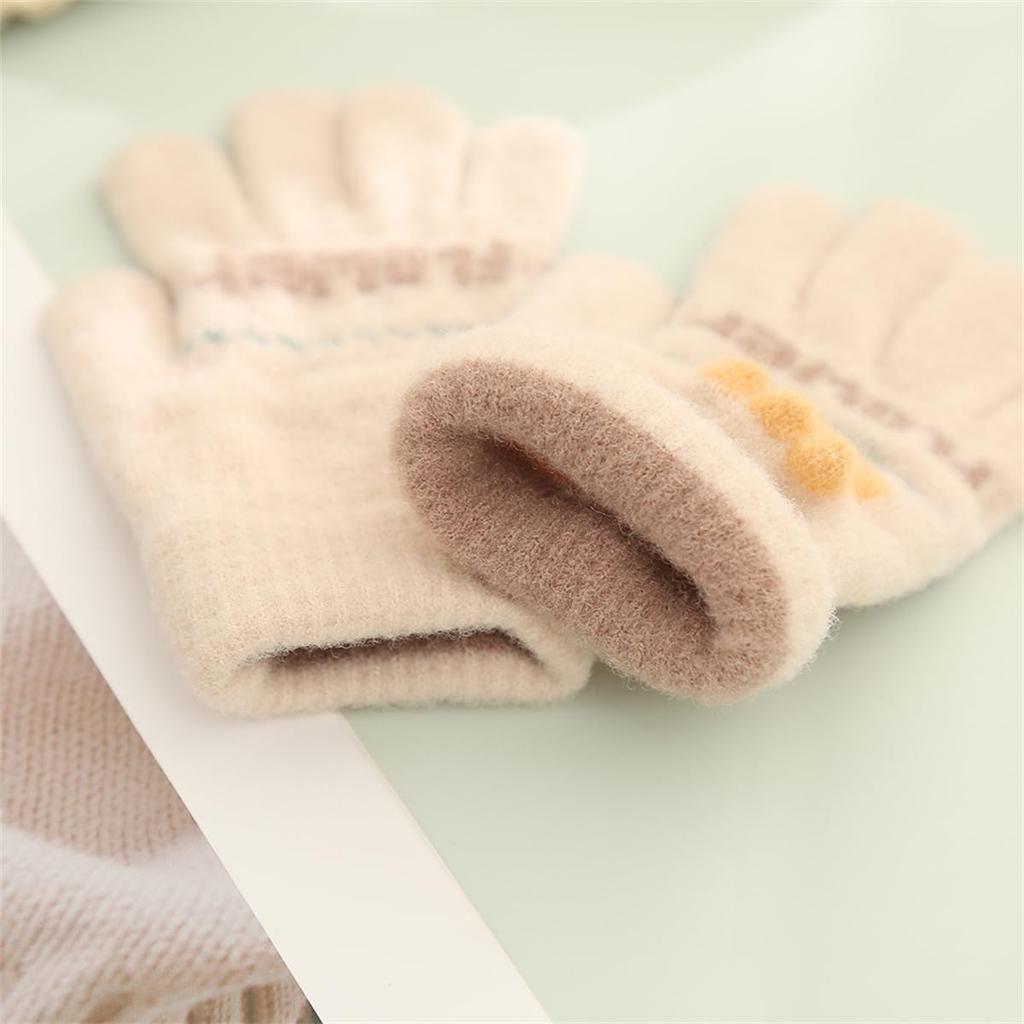 VIISEN Popular Design for Girls Ages Cute and Perfect for Winter and Cycling Size Ages Kids' Gloves, Five-Finger 2-5, Warm, Outings, School, (Green,