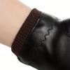 WTEMPO 1 Pair of PU Metal Buckle Touch Screen Cashmere Warm Men's Cold-proof Full Finger Gloves Korean Outdoor Riding Cycling Winter Leather Gloves