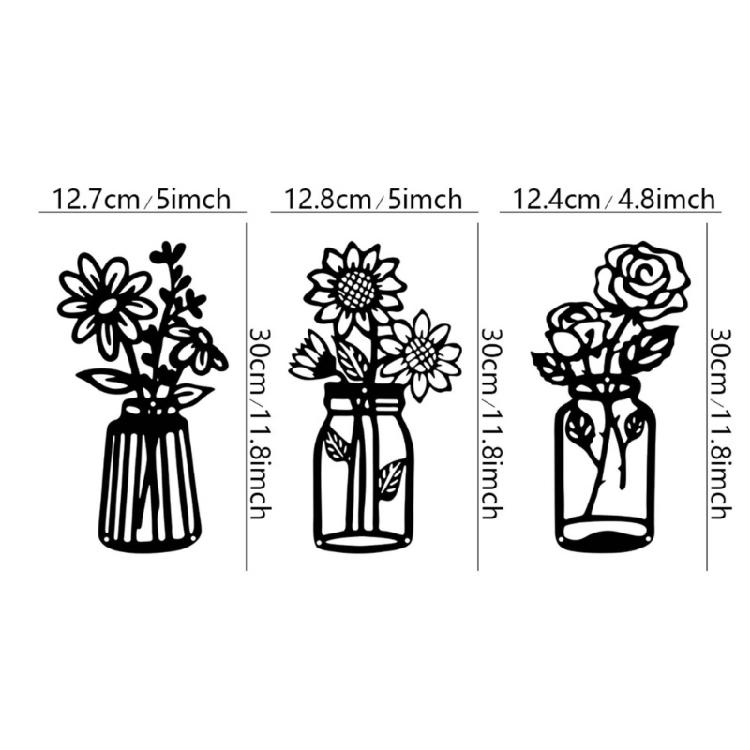 Metal Flower Vase Wall Decorations, Metal Flower Vase Wall Arts Sign Metal Decorations