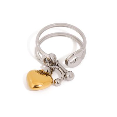 Youthway Design Moderno Minimalista Acciaio Inossidabile Oro Cuore Ciondolo Doppio Strato Anello Aperto Per Donne Impermeabile Gioielli Nuovo