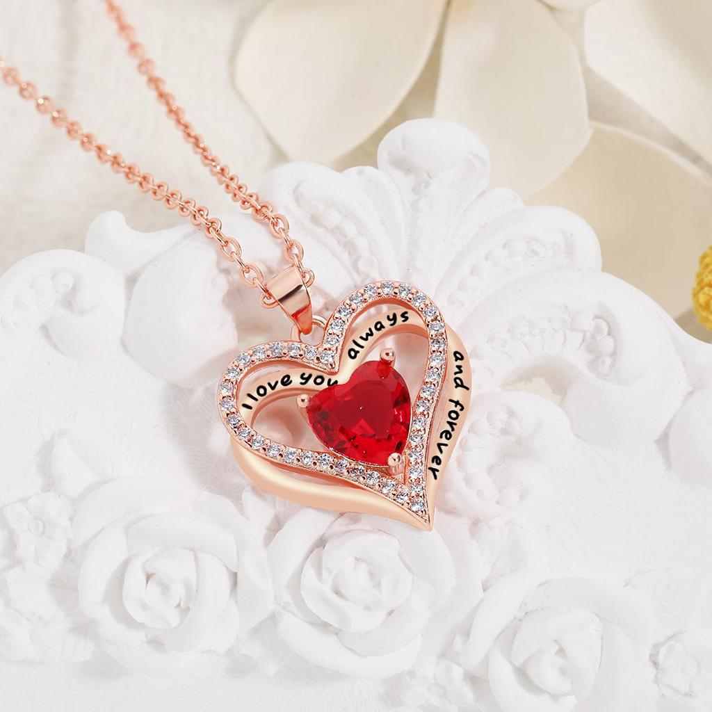 Heart-Shaped Diamond Pendant Necklace with Birth Month Accent