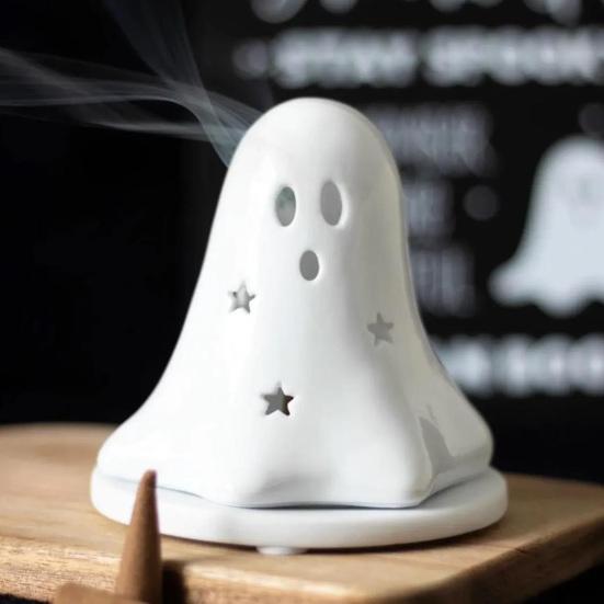 

Подставка для благовоний Ghost Halloween Cute Ghost Scent Aromatherapy Holder Waterfall Burner Resin Desktop