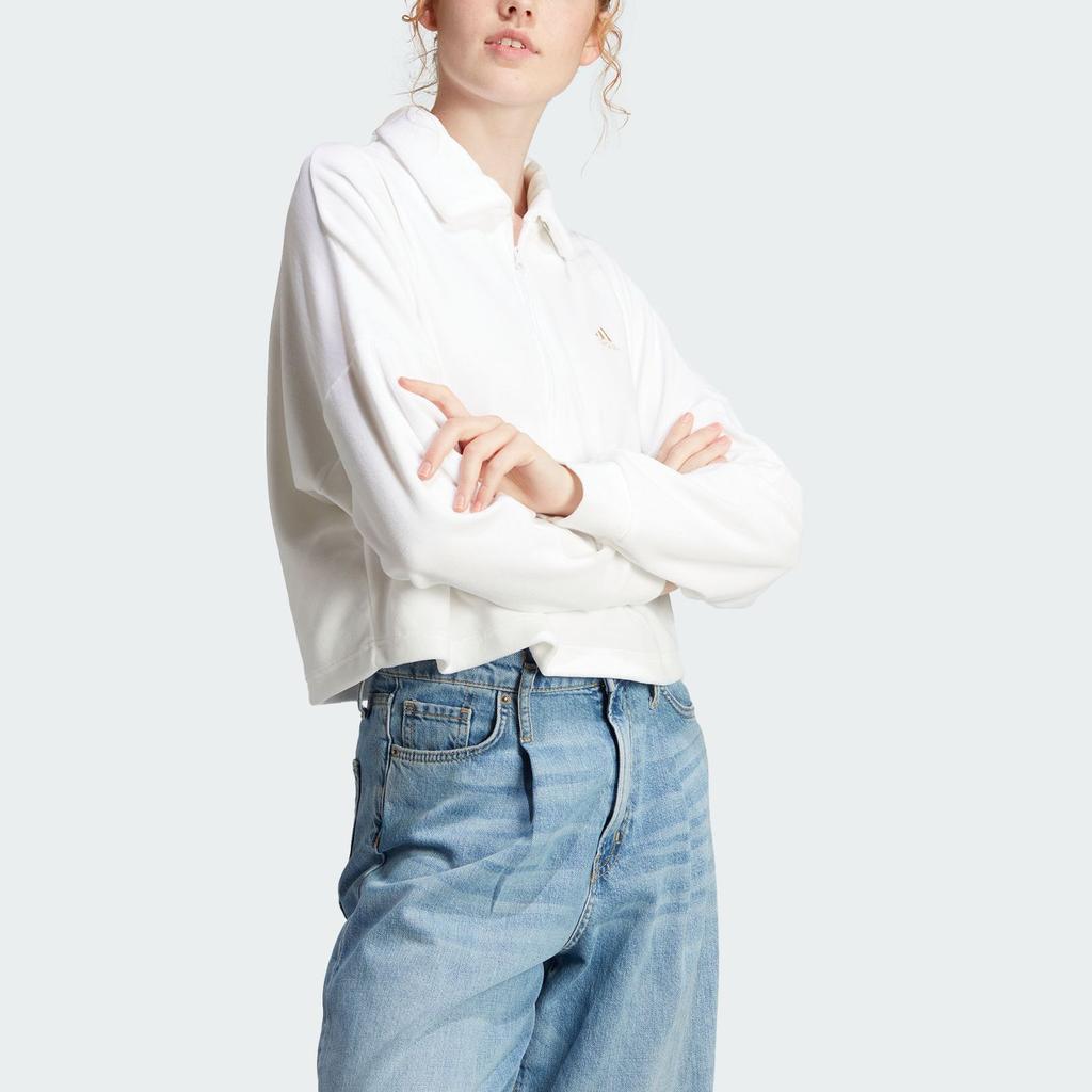 Adidas Letter Print Sports Casual Pullover Sweatshirt Women Sweatshirt White Gold IA3175