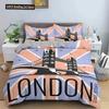 Brytyjski Styl Londyński King Queen Poszwa na Kołdrę Brytyjskie Elementy Zestaw Pościeli dla Nastolatków Dorosłych London Bridge Big Ben Poliestrowa Poszwa na Kołdrę