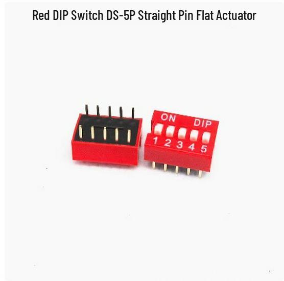 Red DIP Switch, 2.54mm, 1-12 Positions, Through-hole, Flat Actuator
