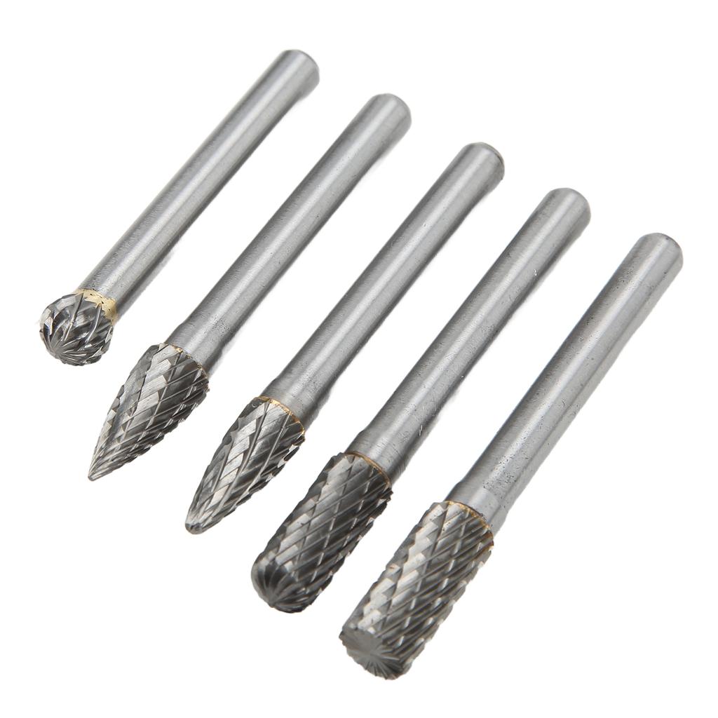 5PcsSet Tungsten Carbide Rotary Burrs Bits Set 6x8mm Double Cut for Polishing Grinding Engraving