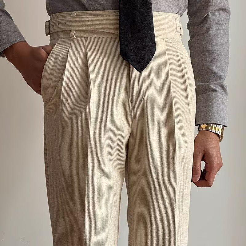 Men's Harajuku Italian Style Drape Casual Pants - Natural Waist, Regular Fit, Versatile and Stylish.