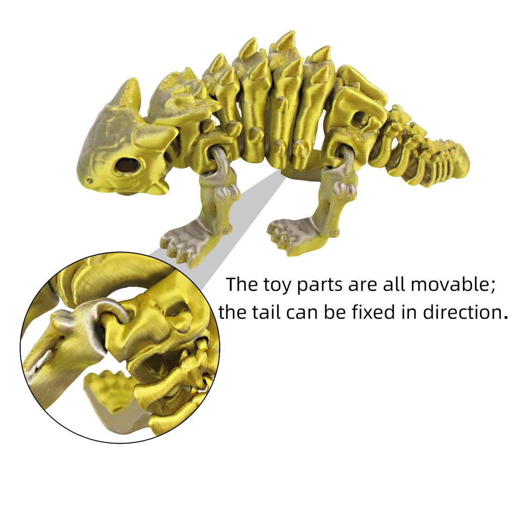 3D Printed Gold And Silver Skeleton Dragon, Joints Movable, Simulated Biological Model Ornament, Entertainment Toy