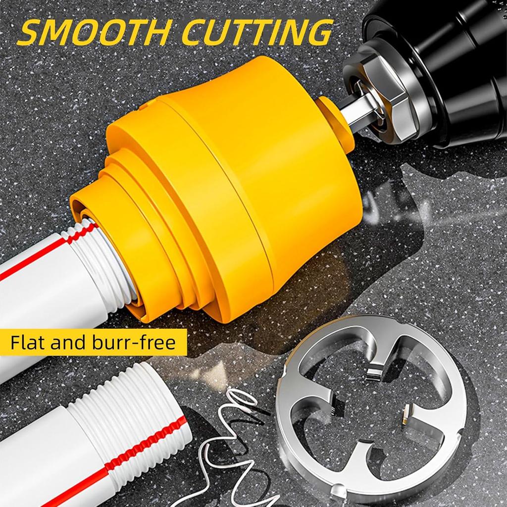 1/2", 3/4", 1" Internal and External PVC Pipe Threader Kit, Electric Drill Compatible Pipe Threader Kit with Various Die Sizes