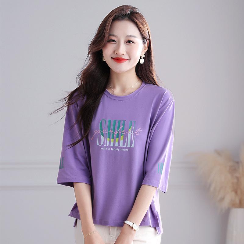 Women's Loose-Fit Pure Cotton Short-Sleeve T-Shirt 2025 - Thin, Large Size Summer Top for Middle-Aged Moms