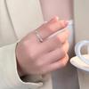 Simple Bracelet Aquamarine Brushed S925 Silver Opening Female Ring Fashion All-Match High Sense